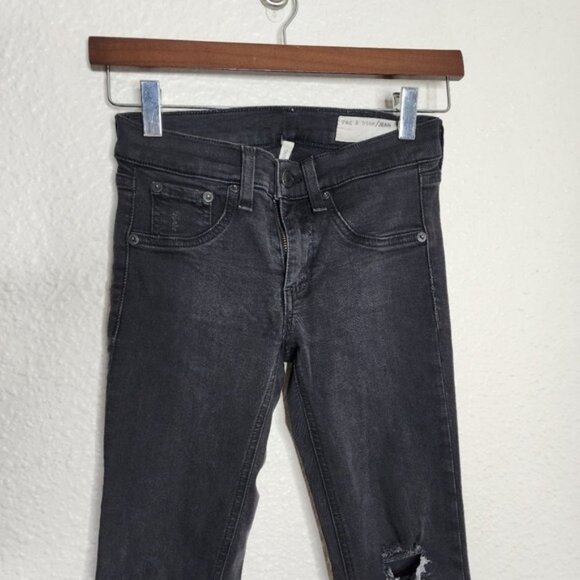 Rag & Bone Denim Leggings in Night Distressed Black Women's Size 24 - Picture 6 of 8